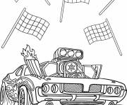 Coloriage Hot Wheels voiture avec moteur avant flamboyant