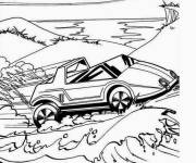 Coloriage Hot Wheels voiture de sport roule sur la plage