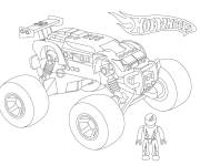 Coloriage Hot Wheels voiture et pilote Lego