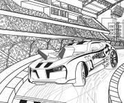 Coloriage HotWheels Voiture &agrave; la ligne d&rsquo;arriv&eacute;e devant les spectateurs