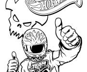 Coloriage Le pilote Hot Wheels l&egrave;ve le pouce