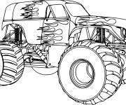 Coloriage Monster Truck avec peinture en flammes