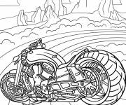 Coloriage Moto Hot Wheels sur la route montagneuse