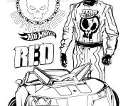 Coloriage Pilote de Red Team devant sa voiture