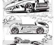 Coloriage Trois voitures futuristiques de Hot Wheels