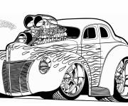 Coloriage Voiture ancienne modifi&eacute;e avec un moteur nerveux Hot Wheels