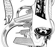 Coloriage Voiture de Hot Wheels avec des fus&eacute;es prets a lancer