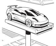 Coloriage Voiture de Hot Wheels sur un pont &eacute;l&eacute;vateur