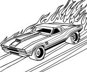 Coloriage Voiture Hot Wheels en plein course pour pr&eacute;scolaire