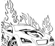 Coloriage Voiture si puissante en flammes