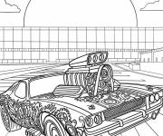 Coloriage Voiture sport de Hot Wheels gar&eacute;e sur la piste