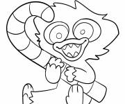 Coloriage B&eacute;b&eacute; Huggy Wuggy tenant une &eacute;norme canne de No&euml;l