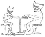 Coloriage Huggy Wuggy &agrave; table