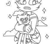 Coloriage Huggy Wuggy avec Kissy Missy en noir et blanc