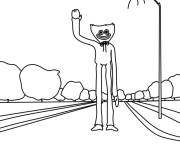 Coloriage Huggy Wuggy cherche un auto stop dans la rue