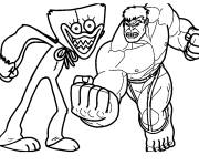 Coloriage Huggy Wuggy contre Hulk