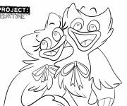 Coloriage Huggy Wuggy et Kissy Missy s&rsquo;embrassent