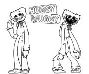 Coloriage Huggy Wuggy et la personnage principal de Poppy Playtime