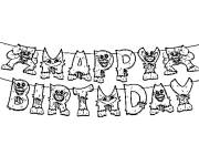 Coloriage Huggy Wuggy joyeux anniversaire