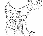 Coloriage Huggy Wuggy r&ecirc;ve d'un morceau de viande