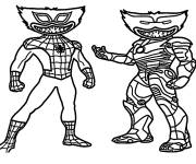 Coloriage Spiderman Huggy Wuggy contre Iron Man Huggy Wuggy