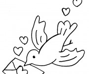 Coloriage Colombe et Lettre d'amour