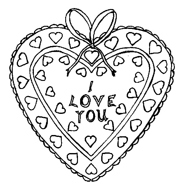 Coloriage I Love You Dans Un Coeur Decore