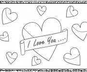 Coloriage et dessins gratuit I Love You et Coeurs partout à imprimer