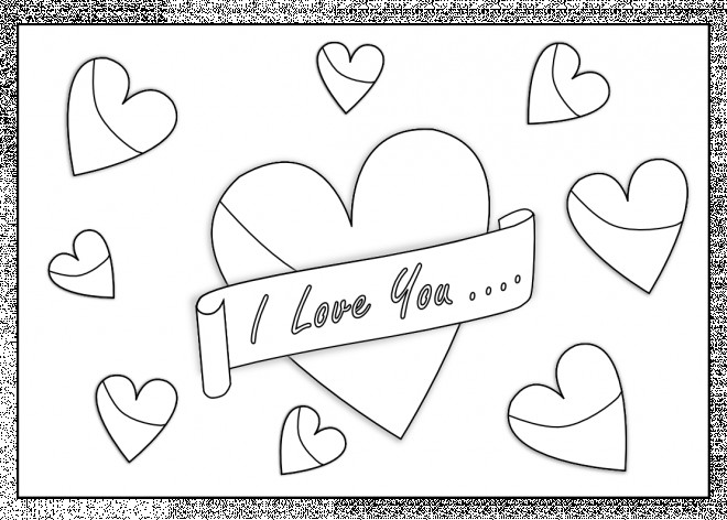 Coloriage I Love You Et Coeurs Partout Dessin Gratuit à Imprimer