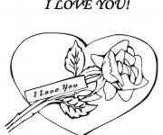 Coloriage I Love You et Fleur pour amoureux