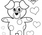 Coloriage I Love You Le Chien amoureux