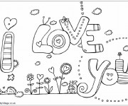 Coloriage I Love You stylisé