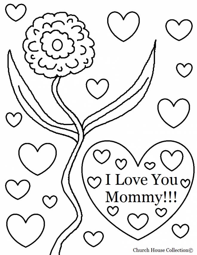 Coloriage et dessins gratuits Je T'aime Maman avec fleur à imprimer