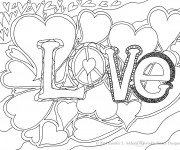 Coloriage Love décoré avec des Coeurs