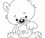 Coloriage Ours porte Un coeur d'amour