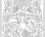 Coloriage Inspiration Zen Coq et Poulet