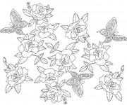 Coloriage Inspiration Zen Fleurs et Papillon