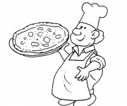 Coloriage Le Chef prépare une Pizza Italienne