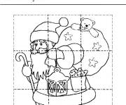 Coloriage et dessins gratuit Activit&eacute; puzzle p&egrave;re noel pour enfant à imprimer
