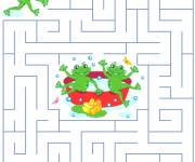 Coloriage Jeux &agrave; imprimer grenouille labyrinthe