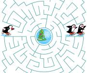 Coloriage Jeux &agrave; imprimer pingouin labyrinthe