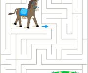 Coloriage Jeux &acirc;ne vers le labyrinthe de p&acirc;turage