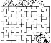 Coloriage Jeux labyrinthe cheval et roi pour enfants