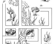 Coloriage Jeux labyrinthe poisson et fond marin