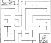 Coloriage Labyrinthe de Noel jeux &agrave; imprimer