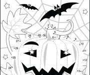 Coloriage Relier les points de 1 &agrave; 30 de citrouille d'Halloween