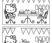 Coloriage Trouver les diff&eacute;rences Hello Kitty jeux &agrave; imprimer