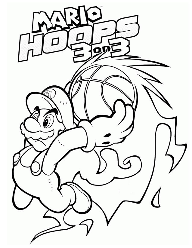 Coloriage et dessins gratuits jeux vidéo Mario Hoops à imprimer