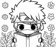 Coloriage Chibi Kakash et le livre Icha Icha pour les toddlers