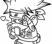 Coloriage Chibi Kakashi lit le livre Icha Icha
